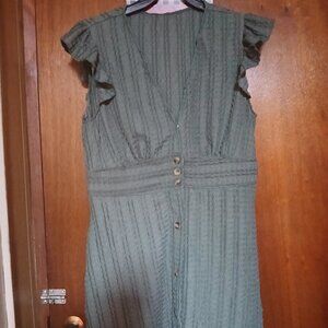Women's Dresses, Shein Dress, Button down dress, Sleeveless, Green dress